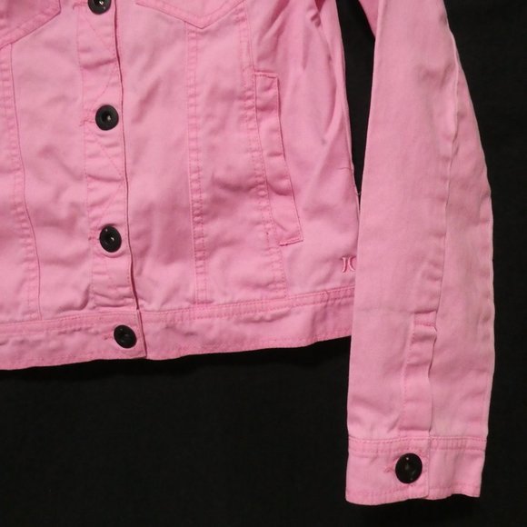 HURLEY | xs extra small | Classic Pink Denim Jacket with Black Buttons | GUC - Picture 9 of 16